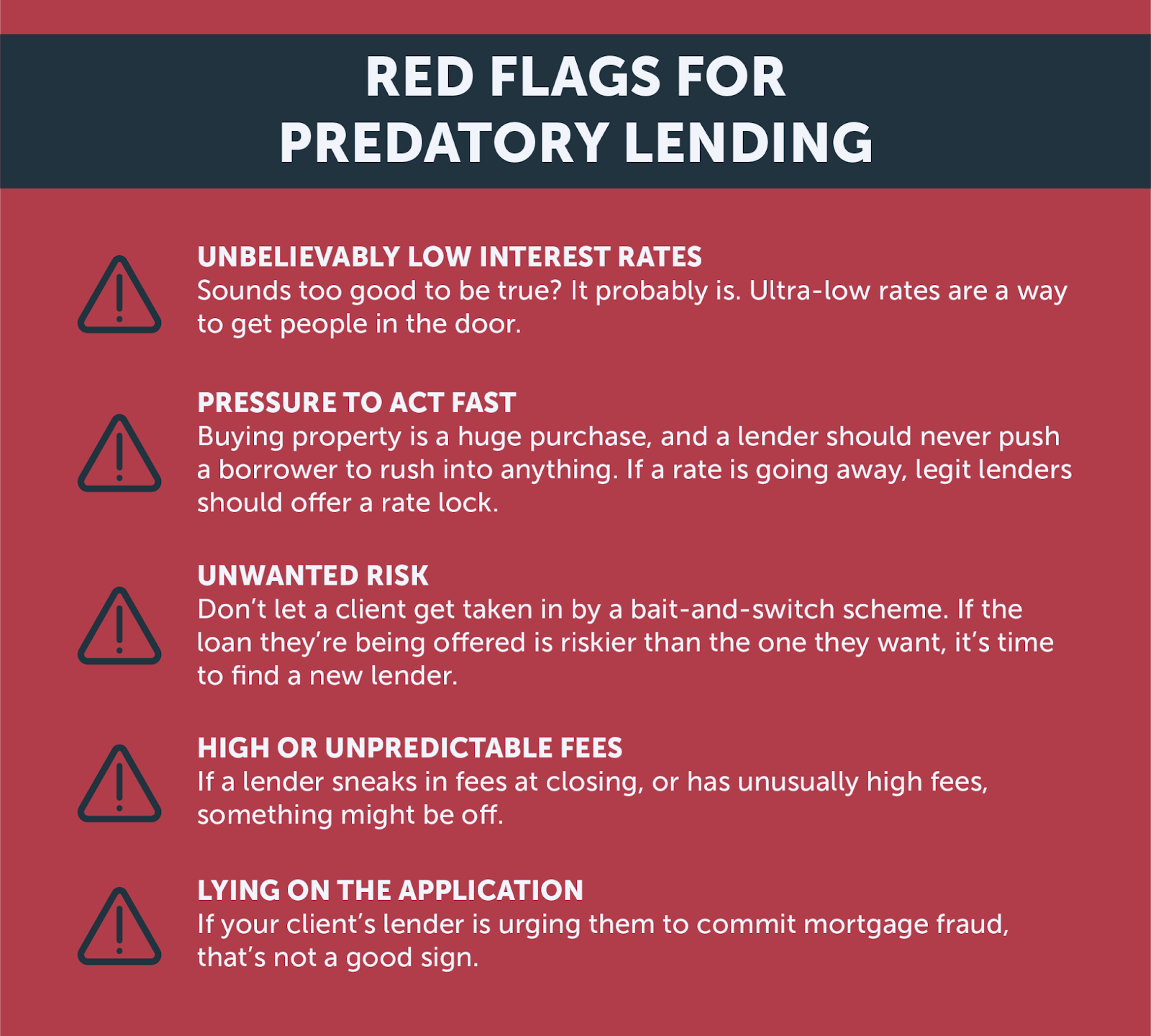 red flags for loan lenders 
